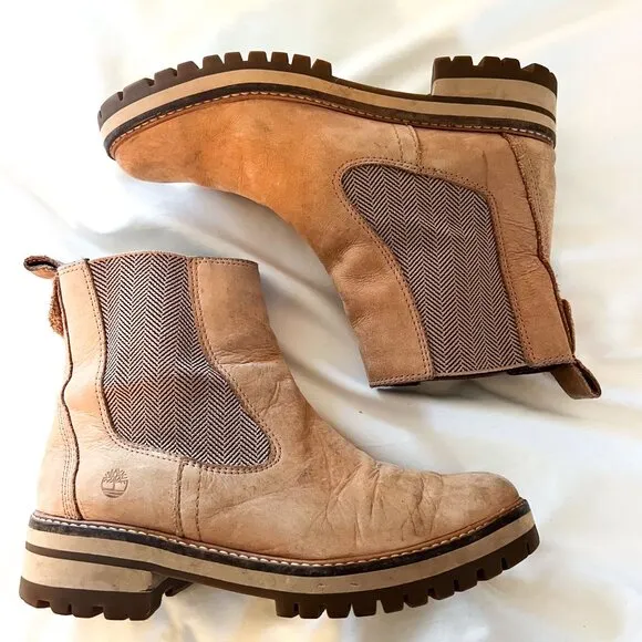 Timberland WOMEN'S COURMAYEUR VALLEY CHELSEA BOOTS taupe nubuck 10 ankle pull on