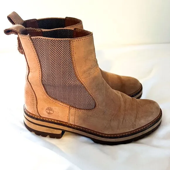 Timberland WOMEN'S COURMAYEUR VALLEY CHELSEA BOOTS taupe nubuck 10 ankle pull on