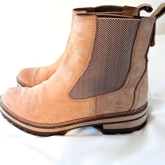 Timberland WOMEN'S COURMAYEUR VALLEY CHELSEA BOOTS taupe nubuck 10 ankle pull on