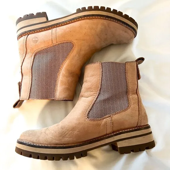 Timberland WOMEN'S COURMAYEUR VALLEY CHELSEA BOOTS taupe nubuck 10 ankle pull on