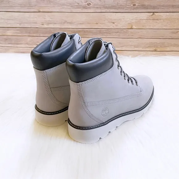 Timberland Women’s Keeley Field 6 Inch Lace Up Light Grey Boots