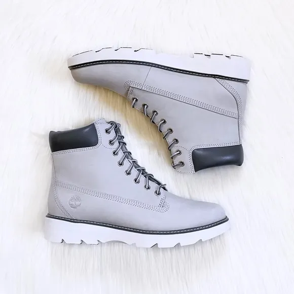 Timberland Women’s Keeley Field 6 Inch Lace Up Light Grey Boots