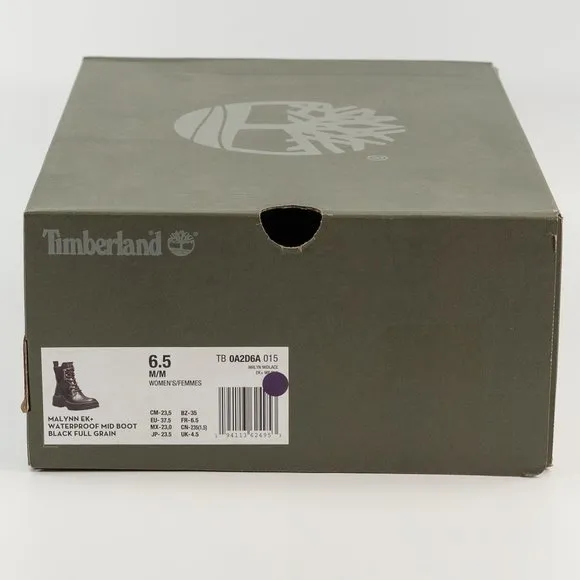 Timberland Women's Malynn EK  Waterproof Mid Boot 'Black Full Grain' size 6 - 10