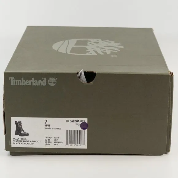 Timberland Women's Malynn EK  Waterproof Mid Boot 'Black Full Grain' size 6 - 10