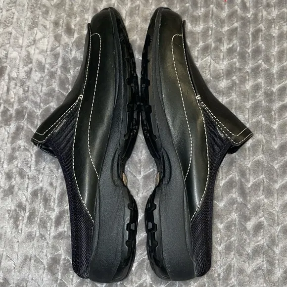 Timberland Womens Mule Flat Shoes Black Leather Slip On 10 medium