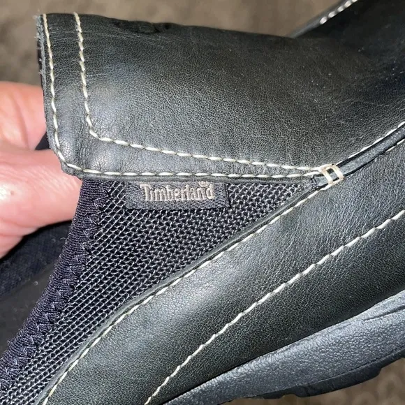 Timberland Womens Mule Flat Shoes Black Leather Slip On 10 medium