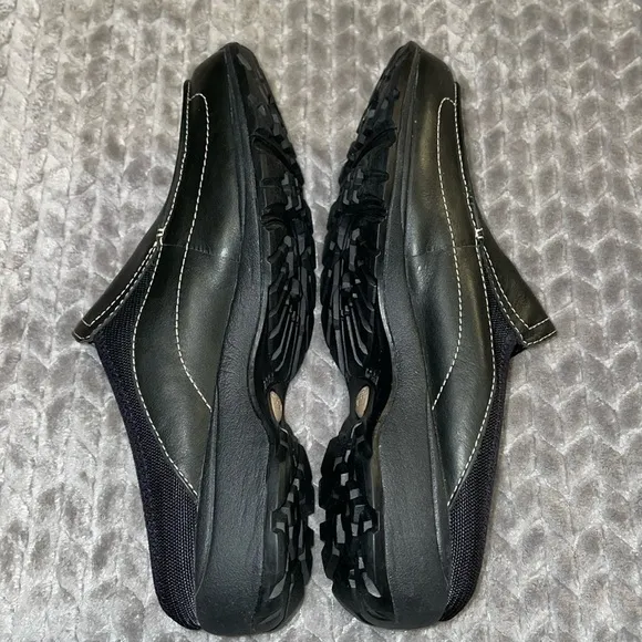 Timberland Womens Mule Flat Shoes Black Leather Slip On 10 medium