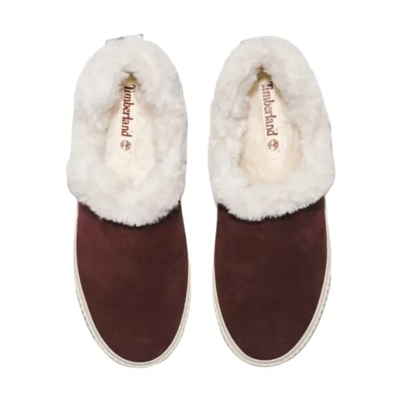 Timberland Women's Skyla Bay Warm Size 9 Burgundy Suede Faux Fur Slip-On Shoes