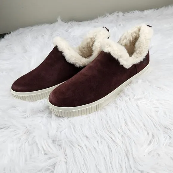 Timberland Women's Skyla Bay Warm Size 9 Burgundy Suede Faux Fur Slip-On Shoes