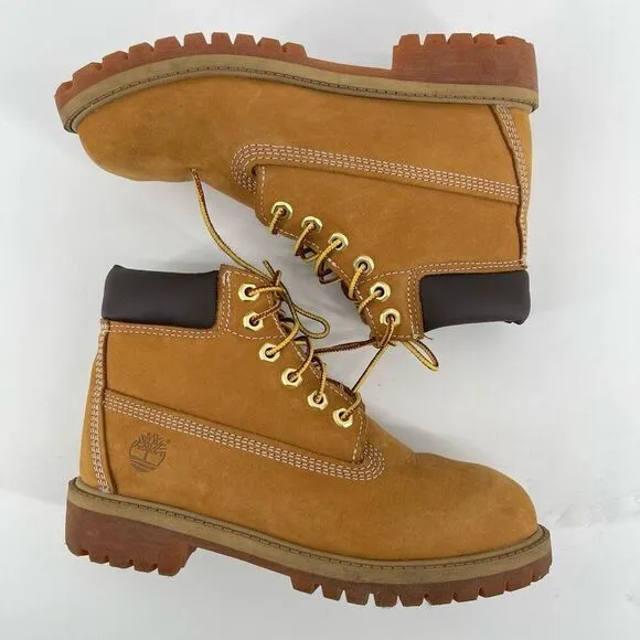 Timberland Classic 12709 Youth 6” Premium Waterproof Boots Wheat Nubuck Size 2