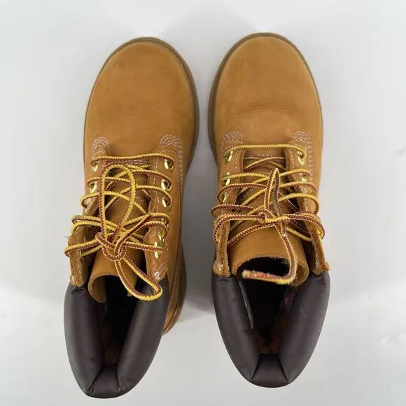 Timberland Classic 12709 Youth 6” Premium Waterproof Boots Wheat Nubuck Size 2