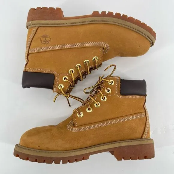 Timberland Classic 12709 Youth 6” Premium Waterproof Boots Wheat Nubuck Size 2