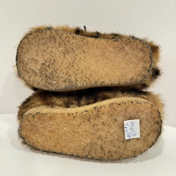 Tinycottons Faux Fur Boots Leopard Print Leather Shoe Crepe Soles Size EU 24