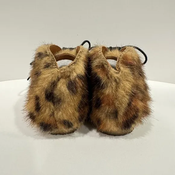 Tinycottons Faux Fur Boots Leopard Print Leather Shoe Crepe Soles Size EU 24