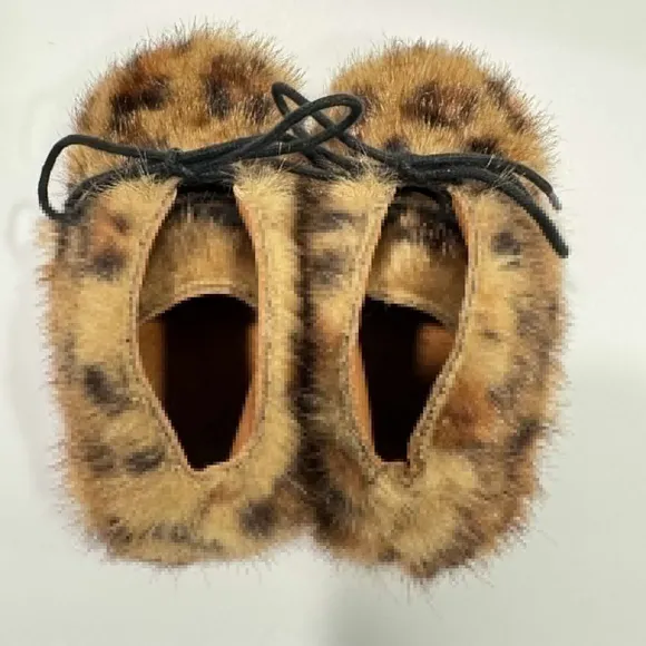 Tinycottons Faux Fur Boots Leopard Print Leather Shoe Crepe Soles Size EU 24