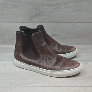 To Boot New York Adam Derrick Men Brown Leather Hi Top Slip-On Shoes Sz UK8 US9