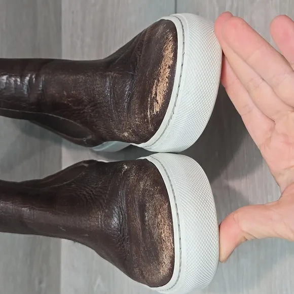 To Boot New York Adam Derrick Men Brown Leather Hi Top Slip-On Shoes Sz UK8 US9