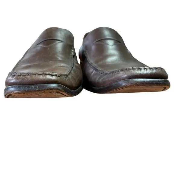 To Boot New York Brown Leather Moc Square Faux Toe Penny Loafer Shoes Mens 10.5