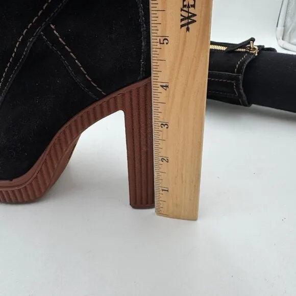 TOD'S  Altraversione  Suede Tall Boots high 4”  heel Tie and zipper Black womans