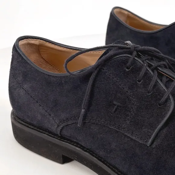 TOD'S | Men's Derby Lace-Up Suede Oxford Dress Shoes in Blue | Sz 8.5