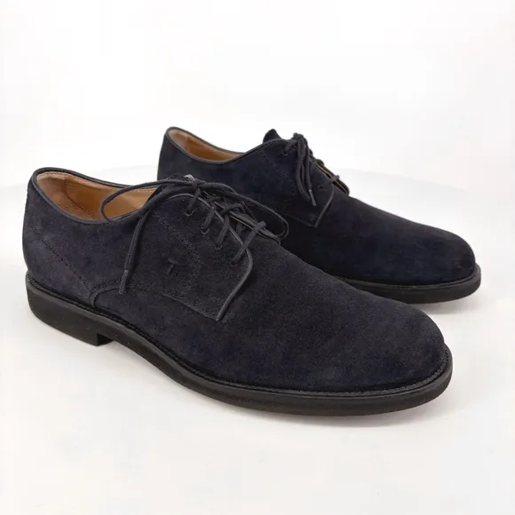 TOD'S | Men's Derby Lace-Up Suede Oxford Dress Shoes in Blue | Sz 8.5