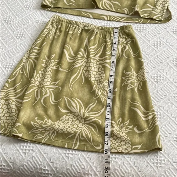 Tommy Bahama silk Olive Green Floral Top and Skirt Set