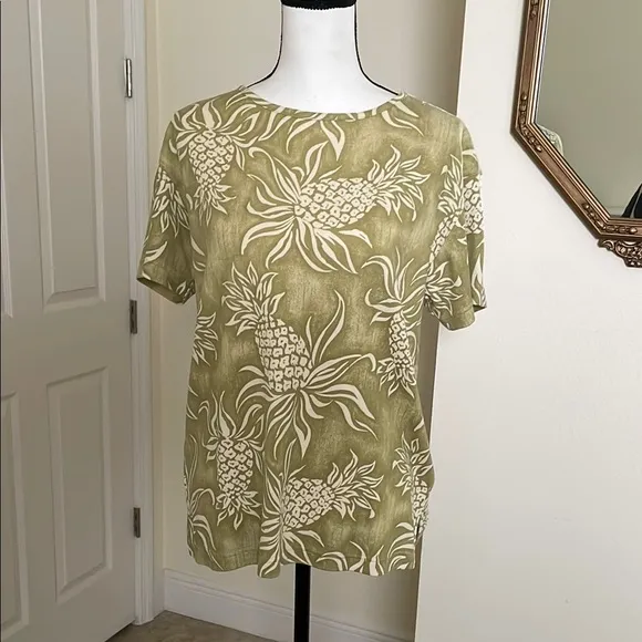 Tommy Bahama silk Olive Green Floral Top and Skirt Set