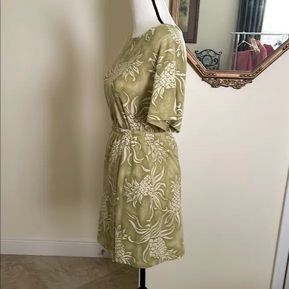 Tommy Bahama silk Olive Green Floral Top and Skirt Set