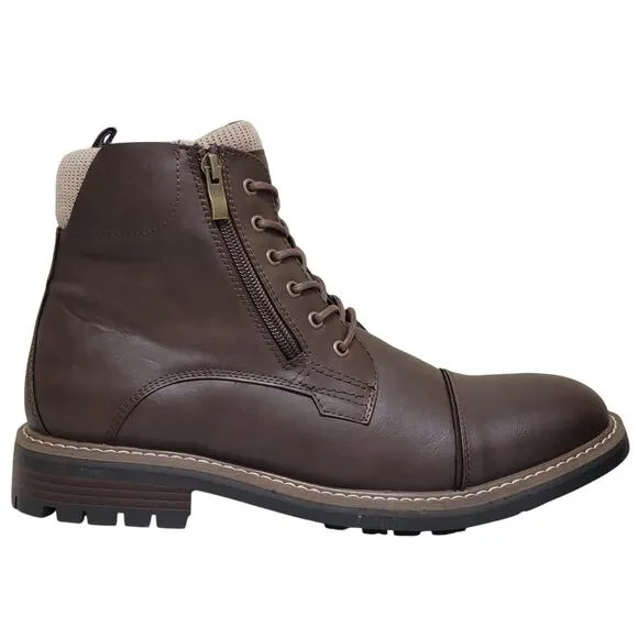 Tommy Hilfiger Men Hyder Combat Dress Boots Size US 11M Dark Brown Faux Leather
