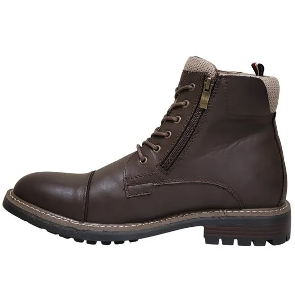 Tommy Hilfiger Men Hyder Combat Dress Boots Size US 11M Dark Brown Faux Leather