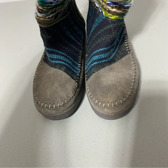 Toms 770615 Nepal Yarn Mid Boot Suede Gray Knit Moc Lined shoes Women's 8.5