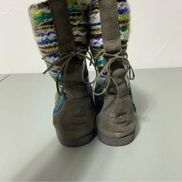 Toms 770615 Nepal Yarn Mid Boot Suede Gray Knit Moc Lined shoes Women's 8.5