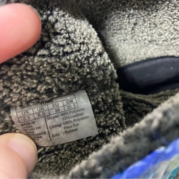 Toms 770615 Nepal Yarn Mid Boot Suede Gray Knit Moc Lined shoes Women's 8.5