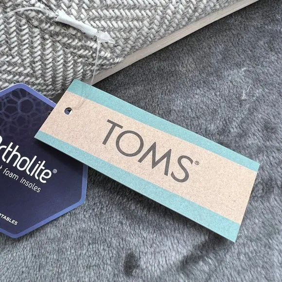 Toms Alpargata size 9 Women Drizzle Grey Herringbone Shoes Slip On NIB