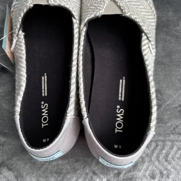 Toms Alpargata size 9 Women Drizzle Grey Herringbone Shoes Slip On NIB