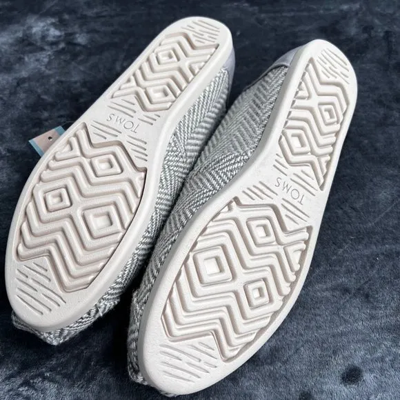 Toms Alpargata size 9 Women Drizzle Grey Herringbone Shoes Slip On NIB