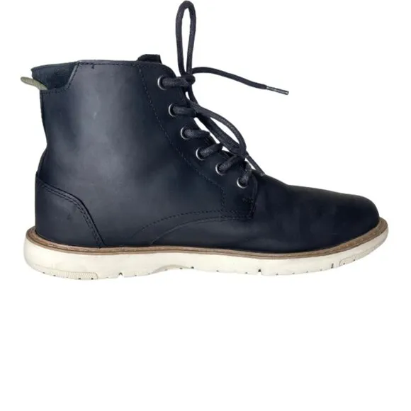 TOMS Hillside Black Leather Lace Up Waterproof Lightweight Ankle Boots Sz 9M