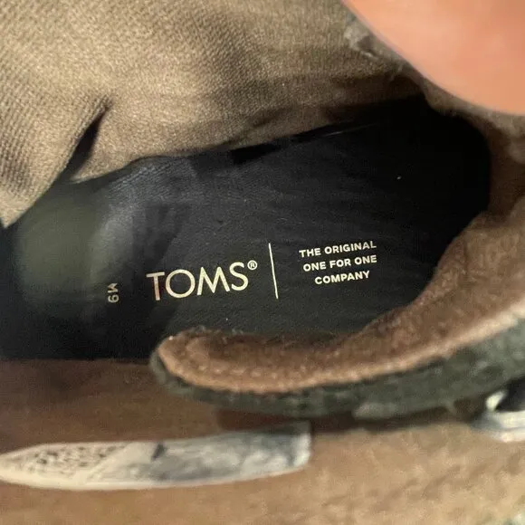 TOMS Hillside Black Leather Lace Up Waterproof Lightweight Ankle Boots Sz 9M