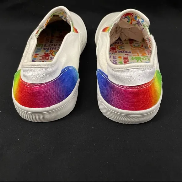 TOMS Men’s Baja Unity Rainbow LGBTQ White Slip-On Sneakers Size 11