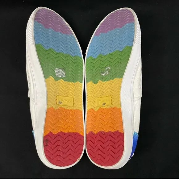 TOMS Men’s Baja Unity Rainbow LGBTQ White Slip-On Sneakers Size 11