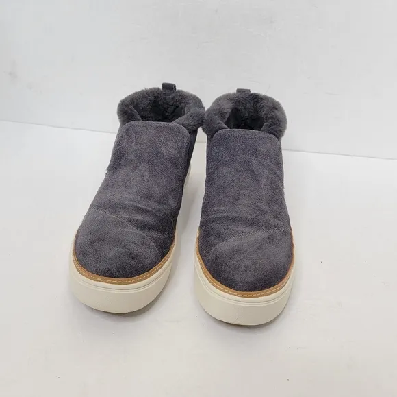 Toms Paxton Slip On Shoes Sneakers Suede Faux Shearling in Forged Iron Grey 8.5