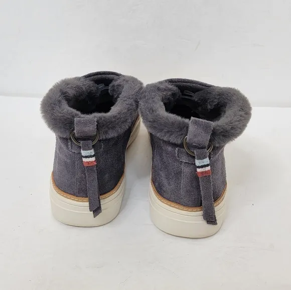 Toms Paxton Slip On Shoes Sneakers Suede Faux Shearling in Forged Iron Grey 8.5