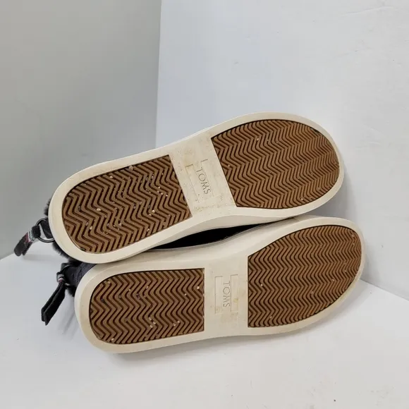Toms Paxton Slip On Shoes Sneakers Suede Faux Shearling in Forged Iron Grey 8.5