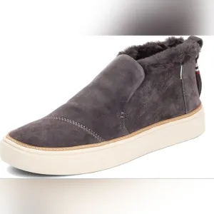 Toms Paxton Slip On Shoes Sneakers Suede Faux Shearling in Forged Iron Grey 8.5