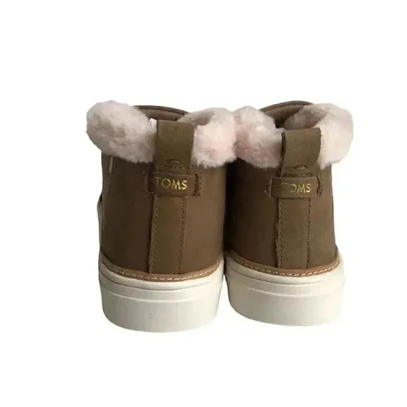 Toms Paxton Womens 7 M Faux Fur Water Resistant Slipon Shoes Brown Leather NEW