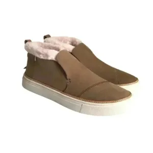 Toms Paxton Womens 7 M Faux Fur Water Resistant Slipon Shoes Brown Leather NEW