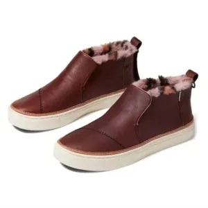 Toms Women Ankle Leo Paxton faux fur Leather Boots sneakers shoes sz 9