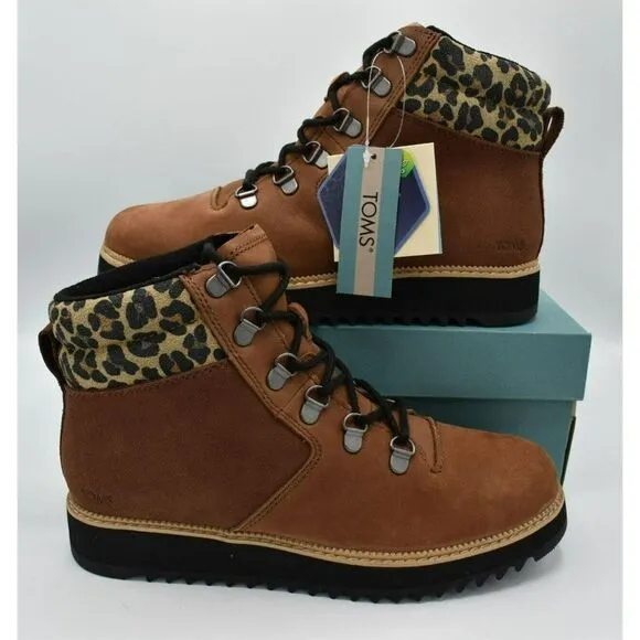 Toms Women Size 9.5 Mojave Oiled Waterproof Ember Nubuck Leopard Suede Mid Boots