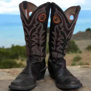 Tony Lama Buckaroo Cowboy Boots Square Toe RR1008 Size 8.5 D Leather Rodeo Boots