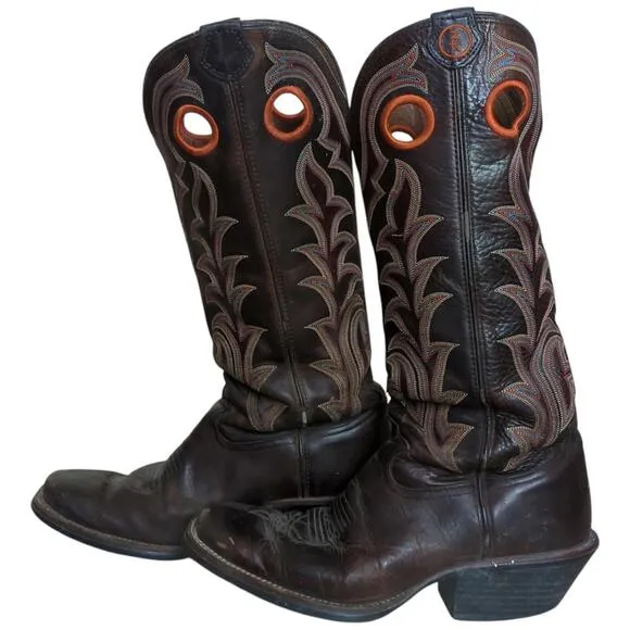 Tony Lama Buckaroo Cowboy Boots Square Toe RR1008 Size 8.5 D Leather Rodeo Boots